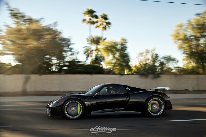 Black Porsche 918 Driving