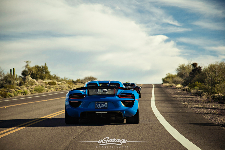 Blue Porsche 918 Rear